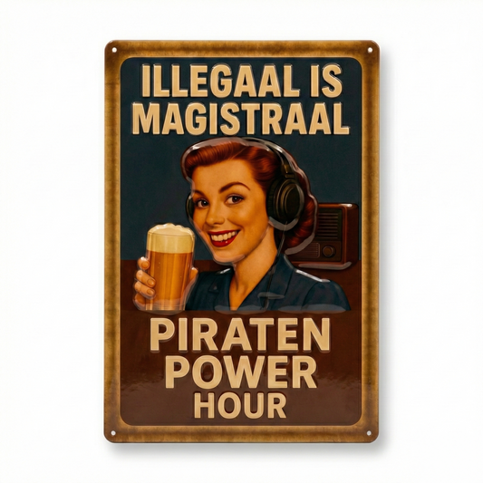 PIRATEN POWER HOUR WANDBORD “ILLEGAAL IS MAGISTRAAL”